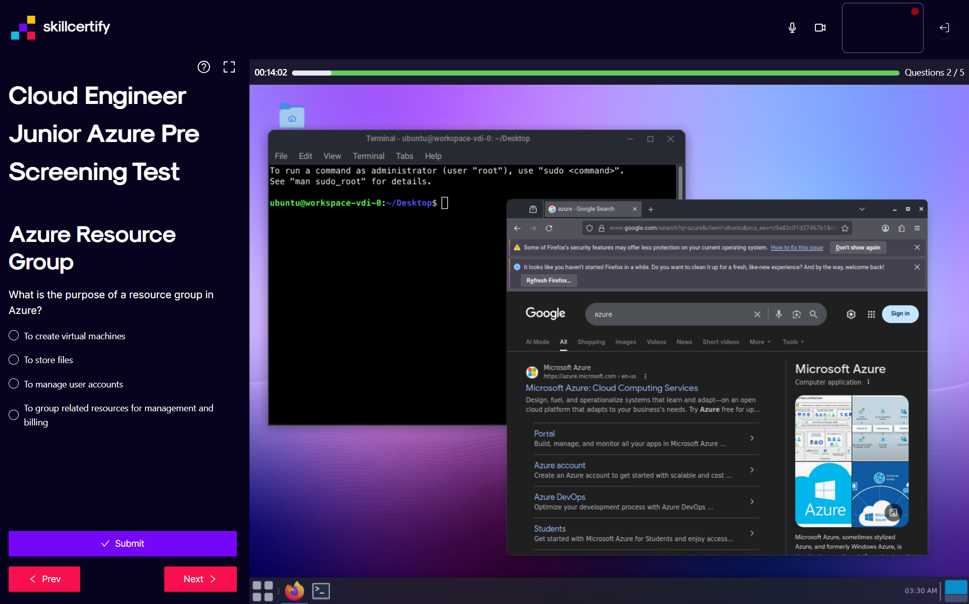 Skillcertify screen recording video for tech assessments